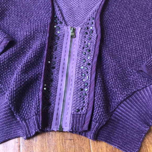 SOLD Plum Waffle Knit Cardigan - Picture 3 of 6